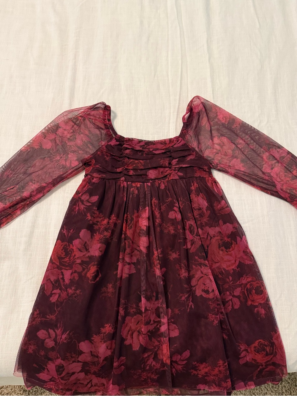 GAP Burgundy and Rose Floral Party Dress